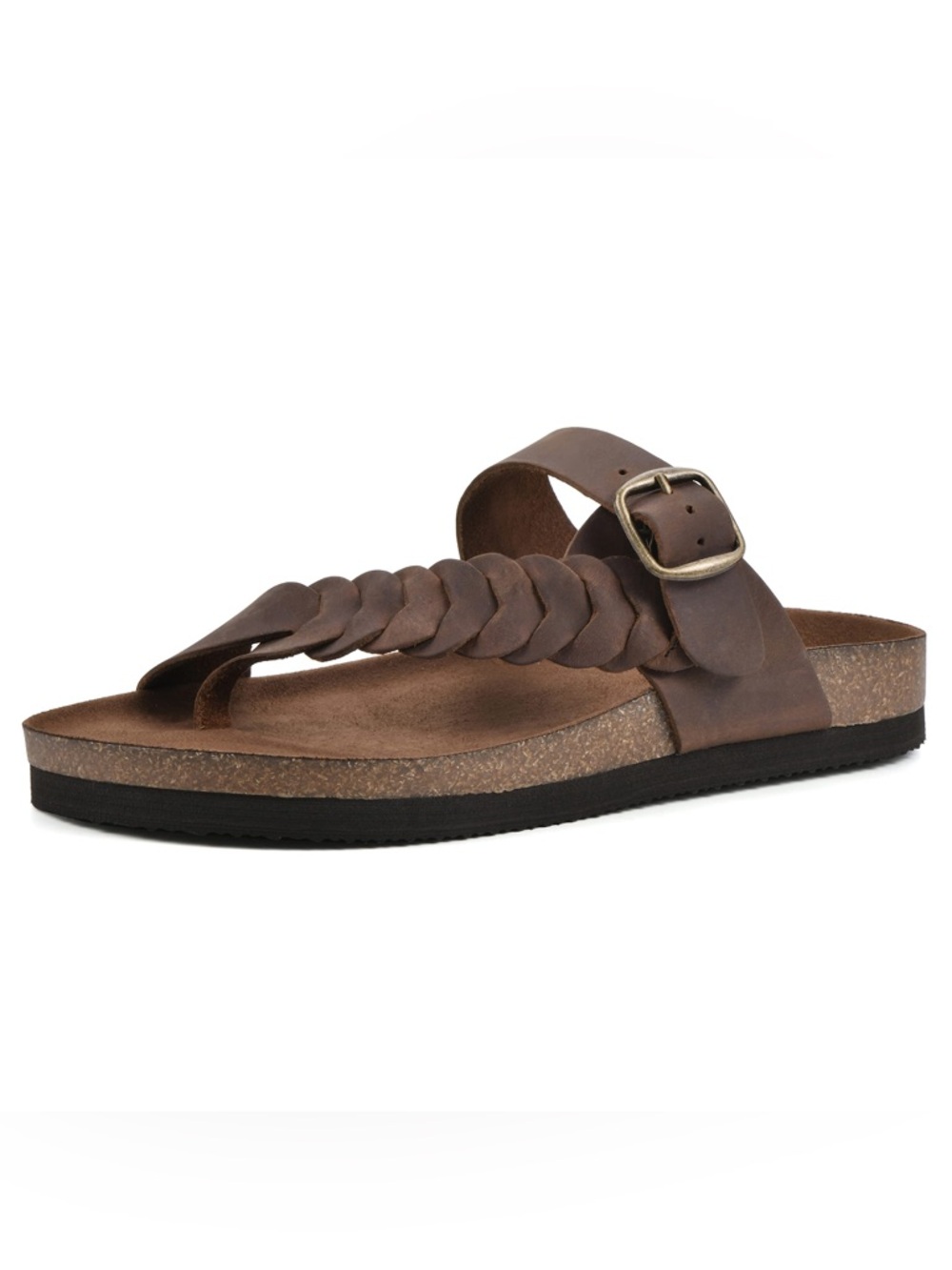 ***SOLD*** WHITE MOUNTAIN Women's Happier Footbed Sandal, Brown/Leather, 11 M
